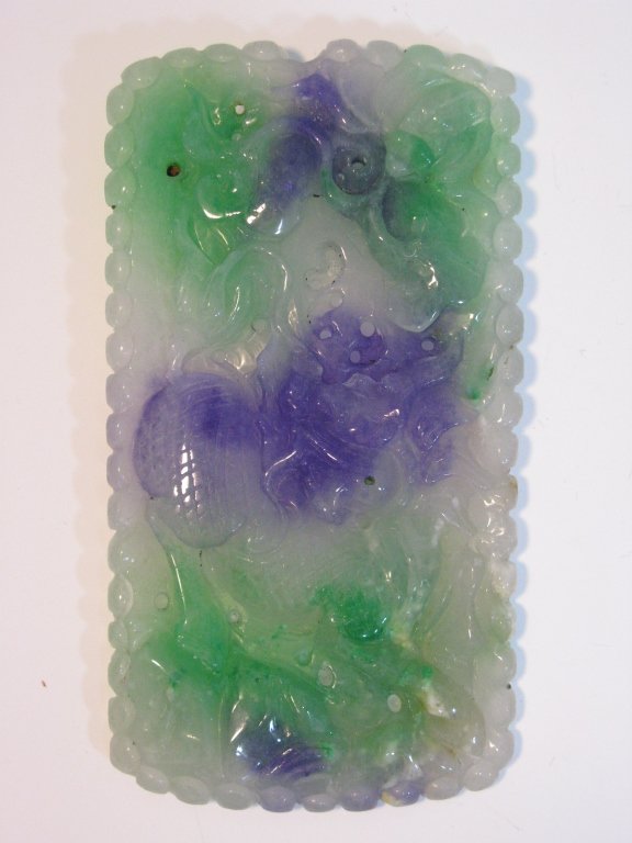 CHINESE CARVED JADE PLAQUE WITH KYLIN & CASH (1 of 6)