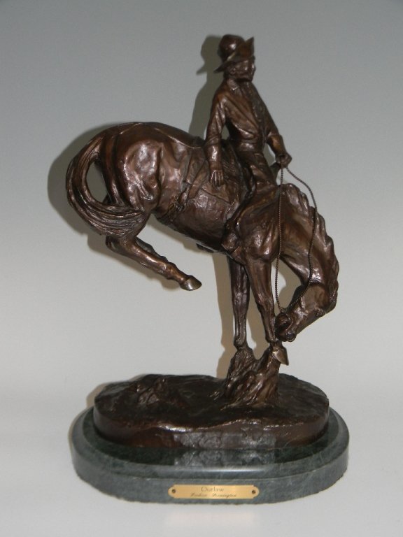 AFTER FREDERICK REMINGTON BRONZE OUTLAW 16"h (1 of 7)