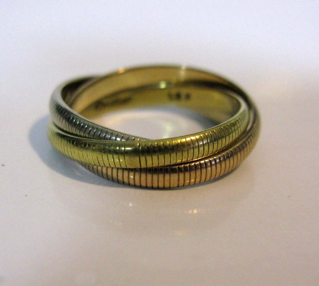 VINTAGE CARTIER 18K TRI GOLD TRINITY BAND RING (1 of 4)