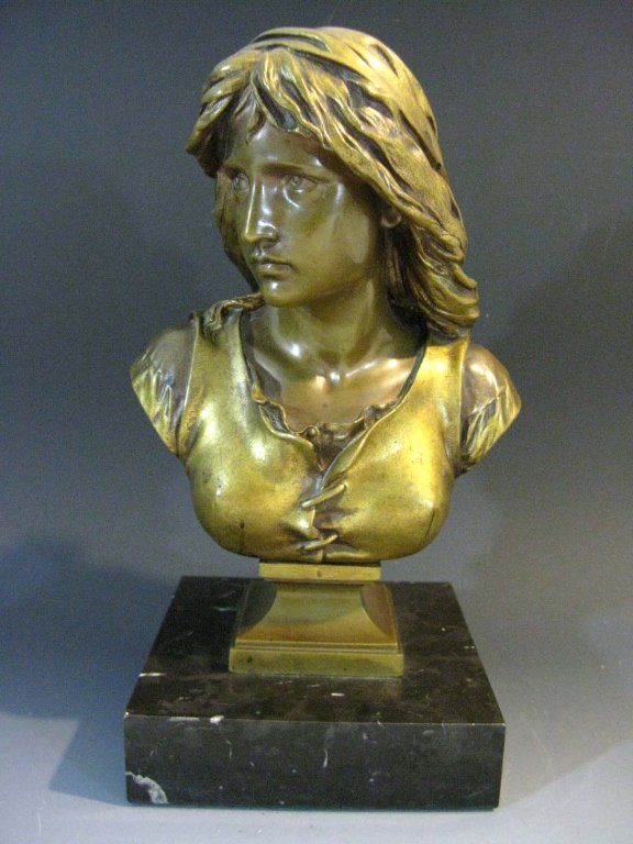 EUGENE AIZELIN GILDED BRONZE PORTRAIT BUST (1 of 7)