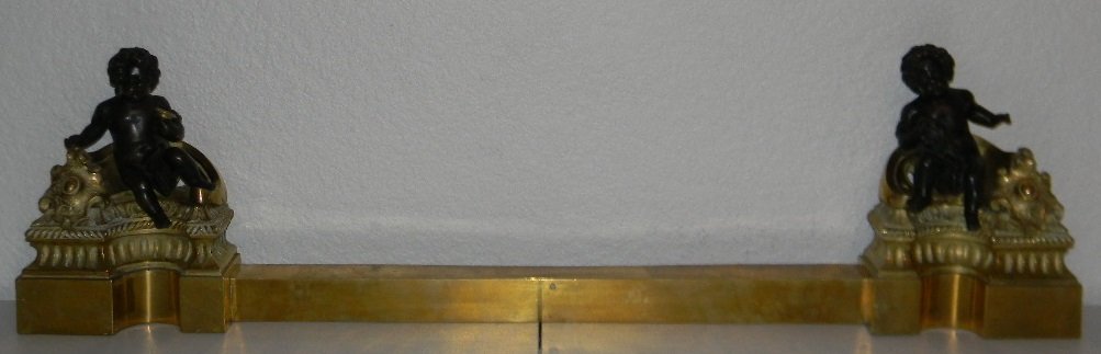 19TH CENTURY FRENCH DORE BRONZE CHENET W/ CHERUBS (1 of 9)