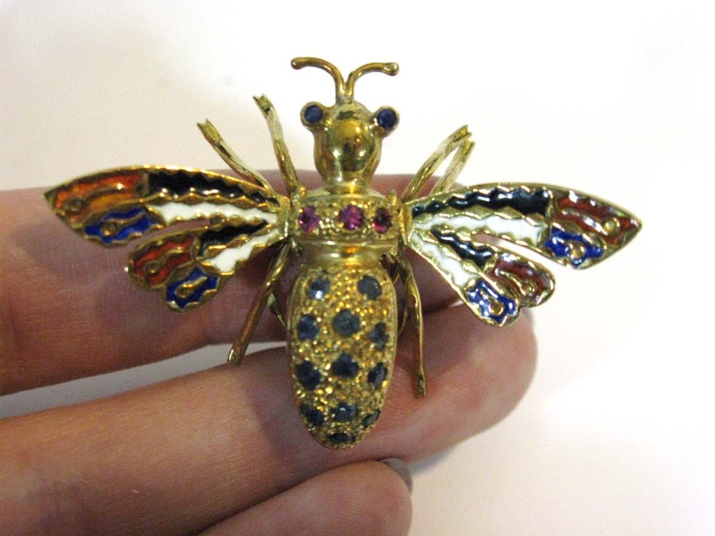 14K GOLD AND GEMSTONE INSECT BUG TREMBLANT (1 of 5)