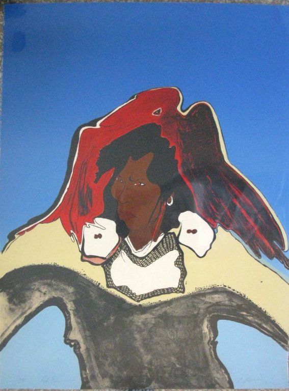 C. J. WELLS SIGNED LITHOGRAPH RED CROW (1 of 4)