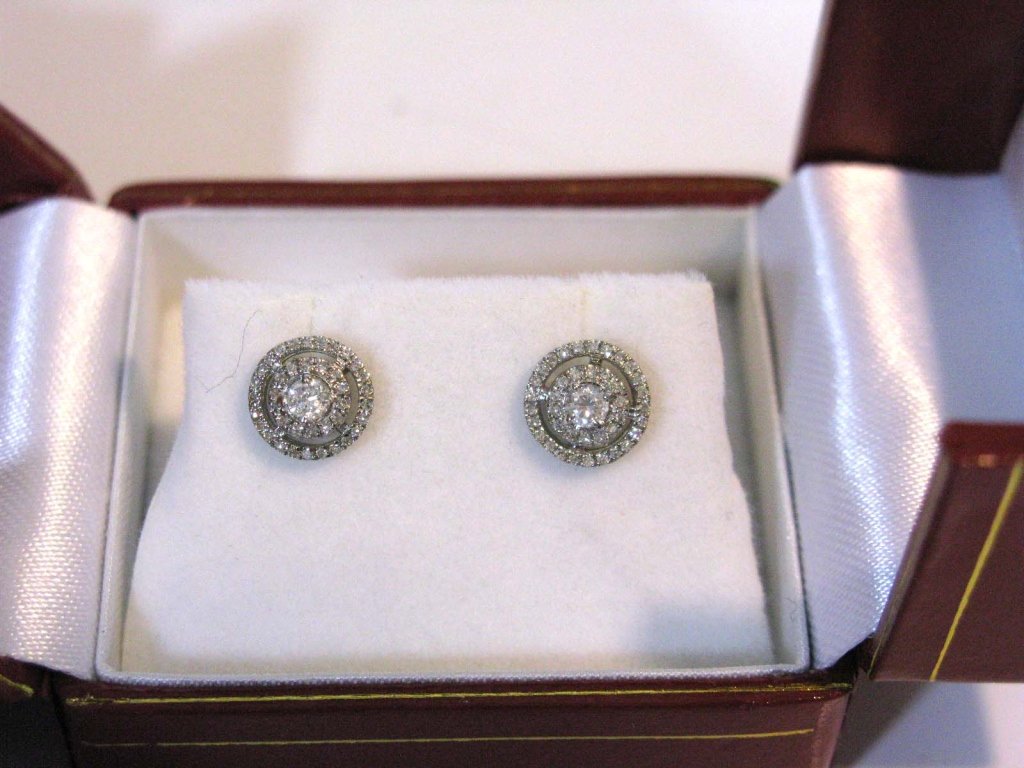2 PAIRS @ 14K WHITE GOLD AND DIAMOND EARRINGS (1 of 5)