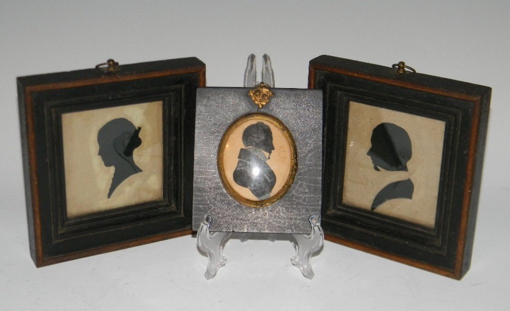 3 @ ANTIQUE CUT & PAINTED SILHOUETTE PORTRAITS (1 of 6)