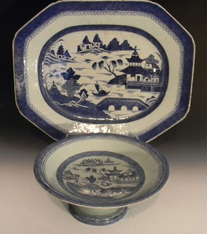 2 @ CANTON BLUE & WHITE CERAMIC CHINESE & BRITISH (1 of 8)