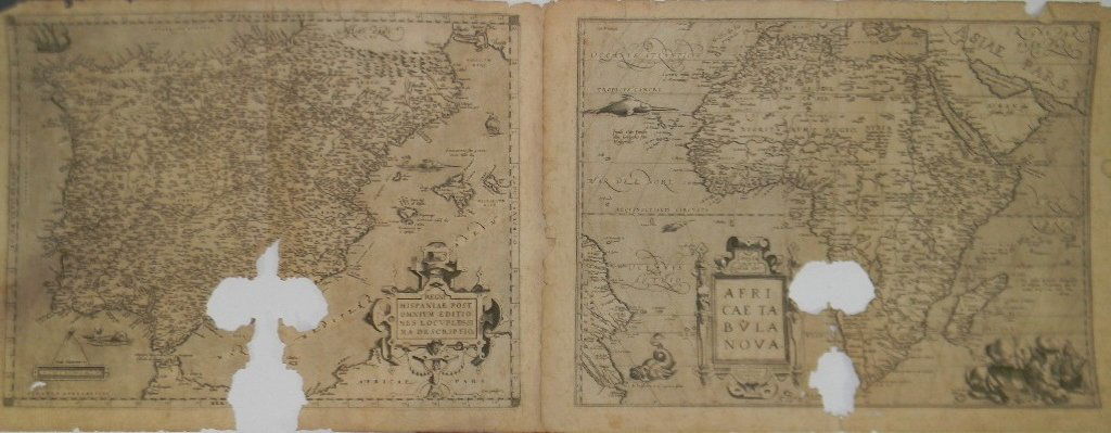 2 ABRAHAM ORTELIUS 1570 MAPS: AFRICAE & HISPANIAE (1 of 9)