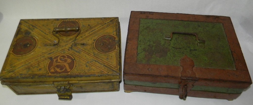 2 PAINTED METAL STRONG BOXES OR CASH BOXES (1 of 10)
