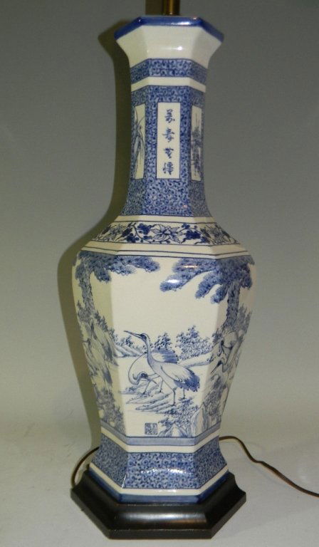 TALL SIGNED CHINESE PORCELAIN VASE W/ CRANES (1 of 10)