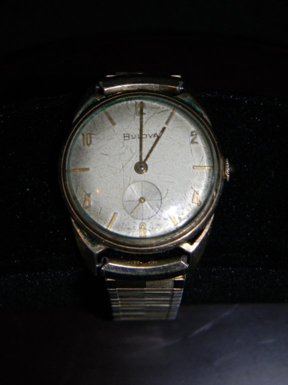VINTAGE BULOVA WATCH 18K GOLD PLATE; SPEIDEL BAND (1 of 7)