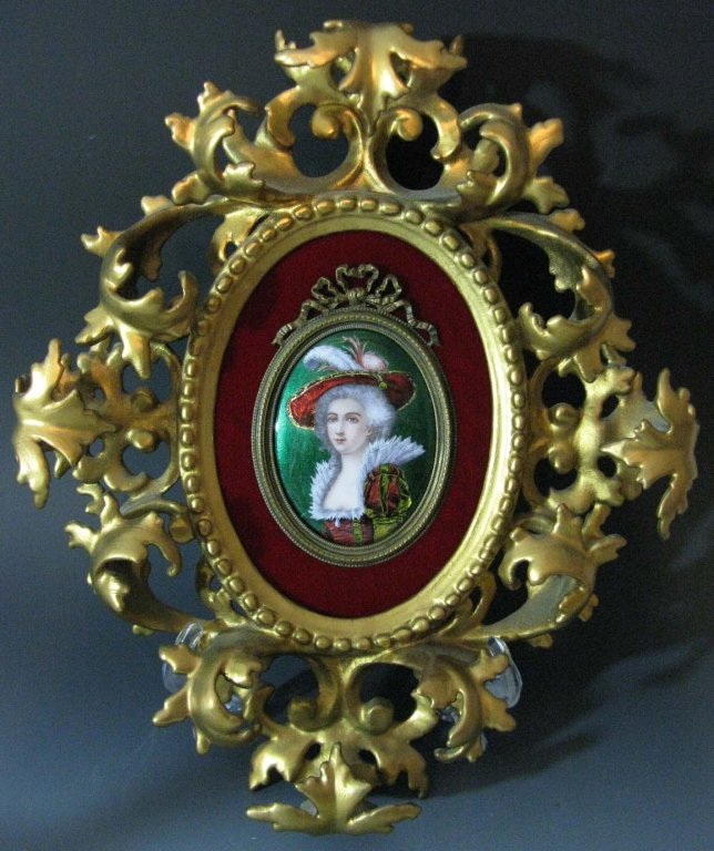 SIGNED LAMY FRENCH ENAMEL PORTRAIT PLAQUE (1 of 7)