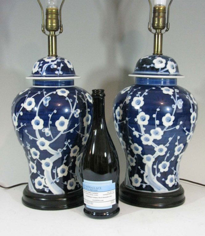 PAIR CHINESE CERAMIC HAWTHORNE LIDDED GINGER JARS (1 of 3)