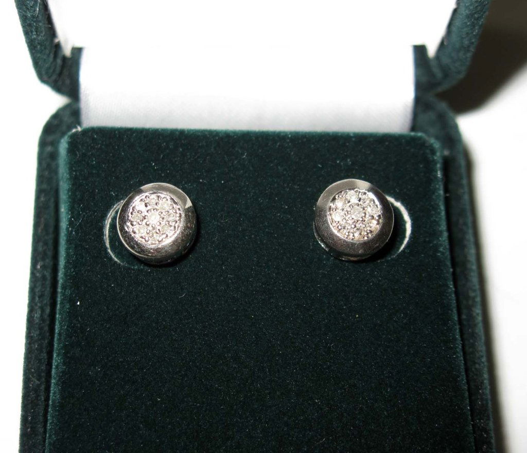STERLING SILVER & DIAMOND POST EARRINGS (1 of 5)