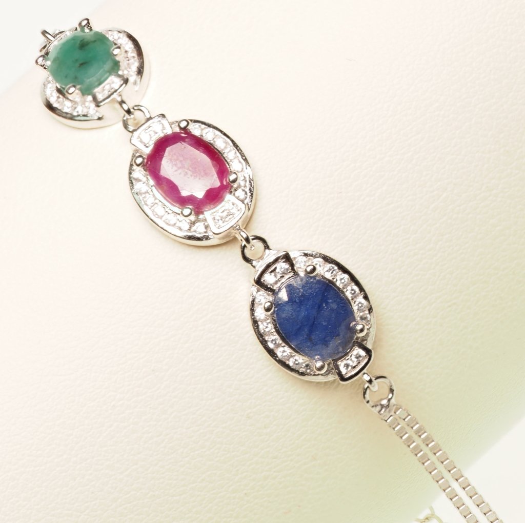 STERLING BRACELET WITH SAPPHIRE, RUBY & EMERALD (1 of 3)
