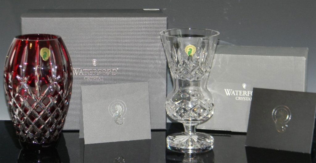 2 @ WATERFORD VASES - PRESTIGE RUBY & THISTLE (1 of 5)