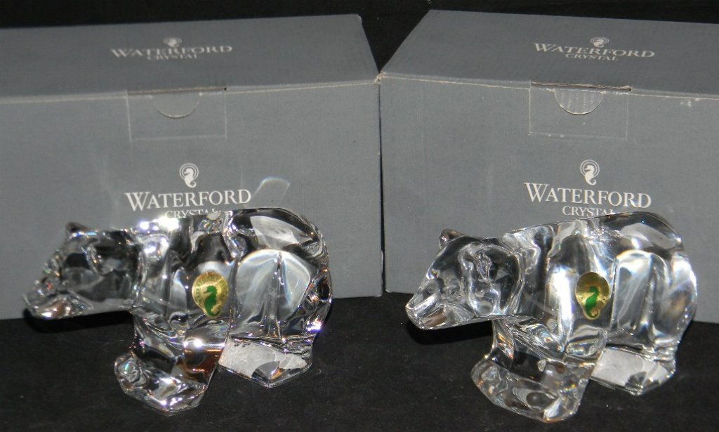 2 @ WATERFORD CRYSTAL BEAR FIGURAL PAPERWEIGHTS (1 of 6)