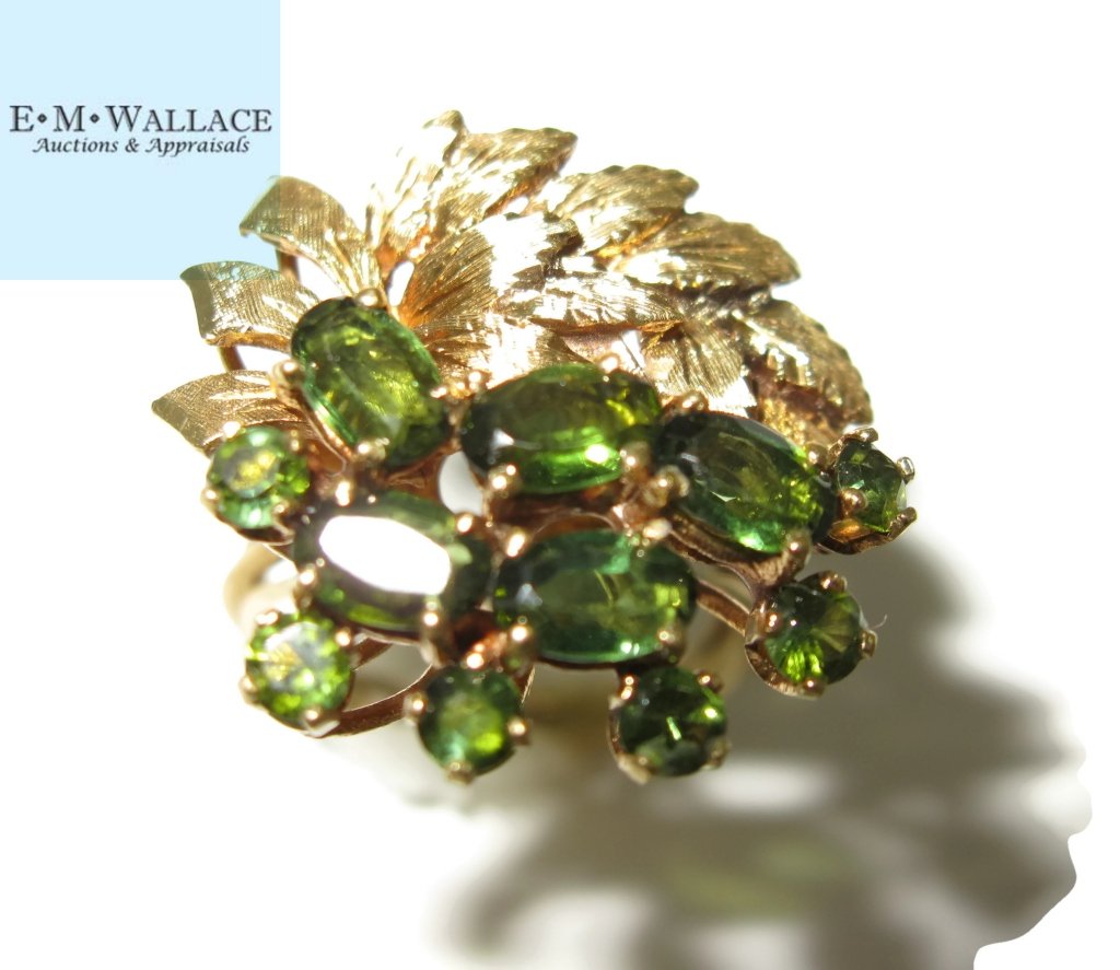18K YELLOW GOLD AND GREEN TOURMALINE COCKTAIL RING (1 of 9)