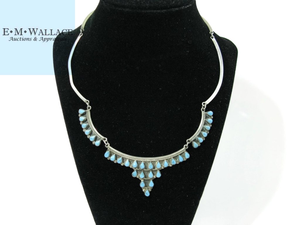 SIGNED TAXCO STERLING & TURQUOISE COLLAR NECKLACE (1 of 5)