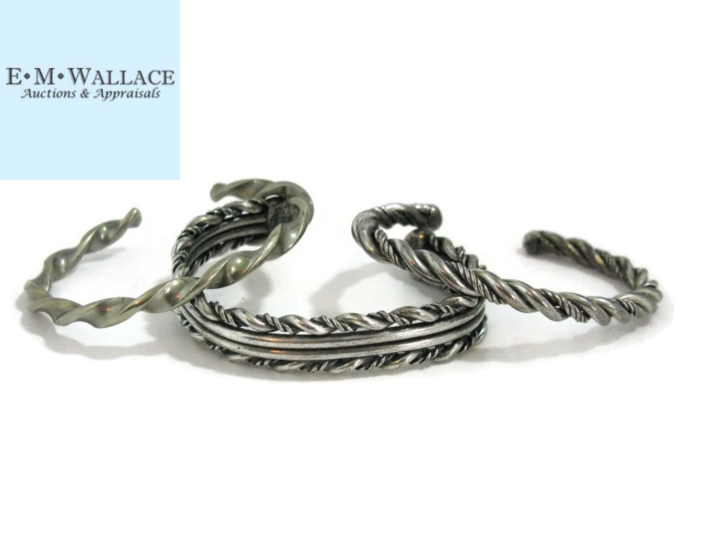 c. 1940 3 @ NAVAJO TWISTED STERLING CUFF BRACELET (1 of 4)