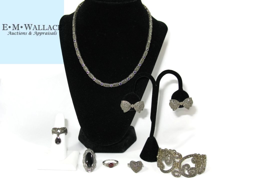 STERLING JEWELRY WITH MARCASITES & GEMSTONES (1 of 4)
