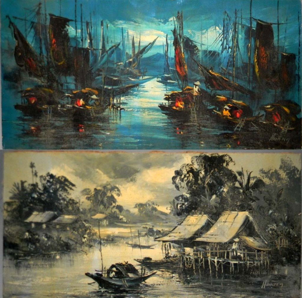 2 @ HOANG MID-MOD OIL ON CANVAS PAINTINGS (1 of 7)