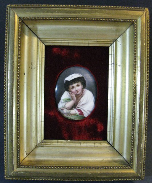 CONTINENTIAL HANDPAINTED PORCELAIN PORTRAIT PLAQUE (1 of 6)