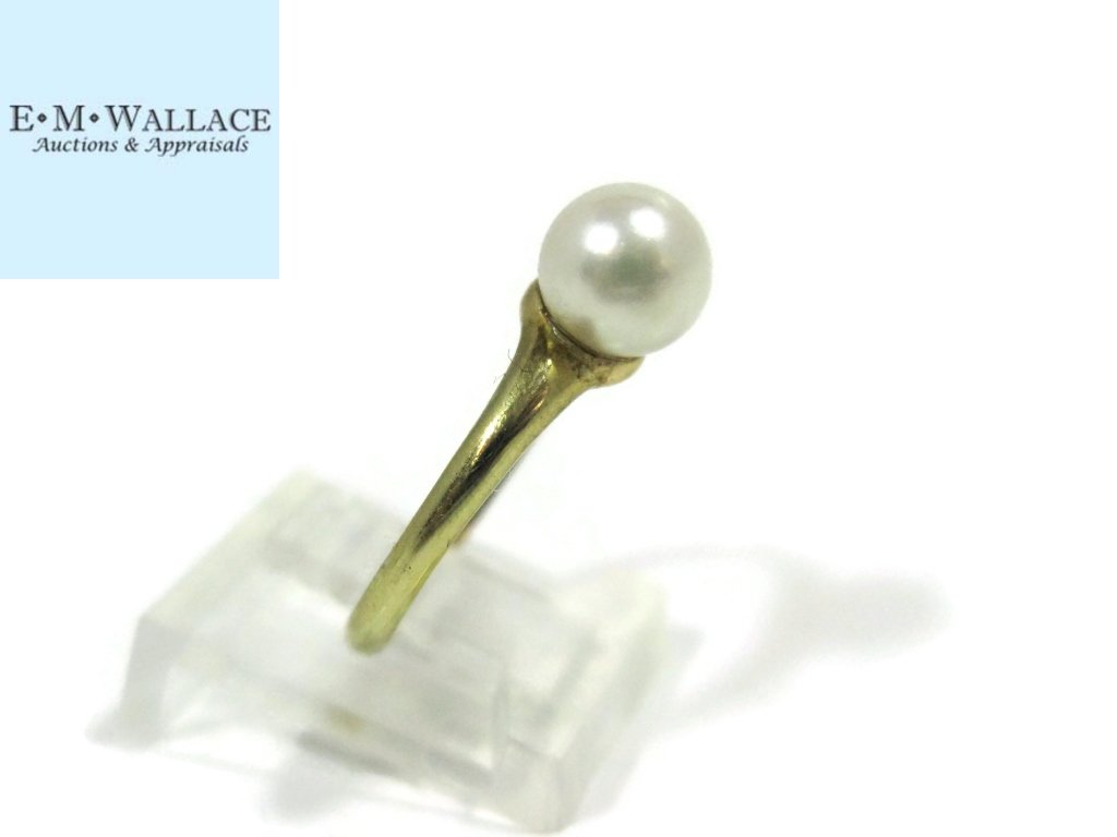 TIFFANY & CO 14K GOLD RING W/ PEARL SOLITAIRE (1 of 7)