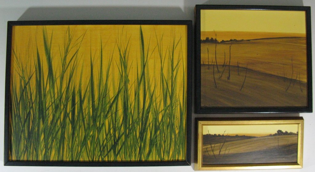 3 @ COUTURIER OIL MASONITE ABSTRACT PAINTINGS (1 of 6)