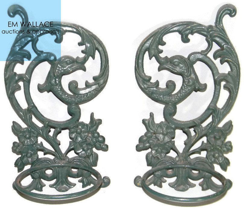 2 @ CAST IRON WALL PLANTERS W/ GROTESQUES (1 of 6)