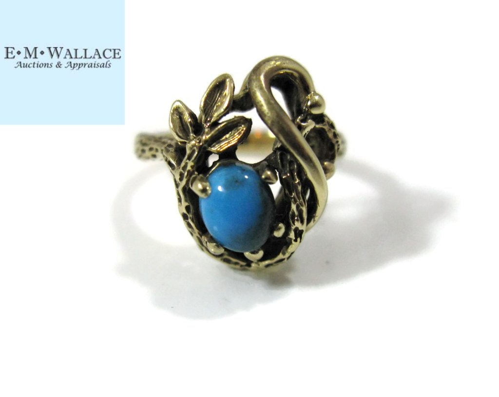 BRUCE MEAD RING 14K GOLD & BISBEE TURQUOISE (1 of 6)