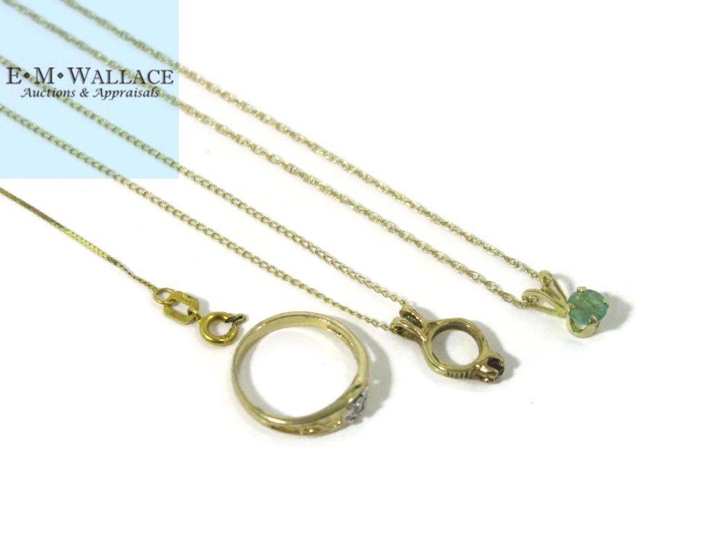 6 @ 14K GOLD NECKLACES, GEMSTONE PENDANTS & RING (1 of 4)