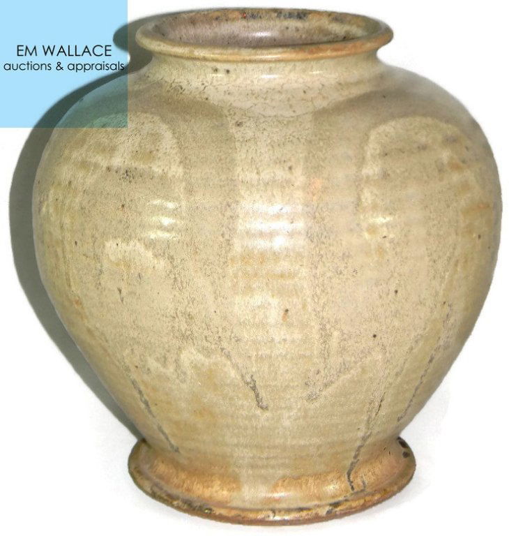 LARGE SIGNED STONEWARE ART POTTERY VASE (1 of 4)