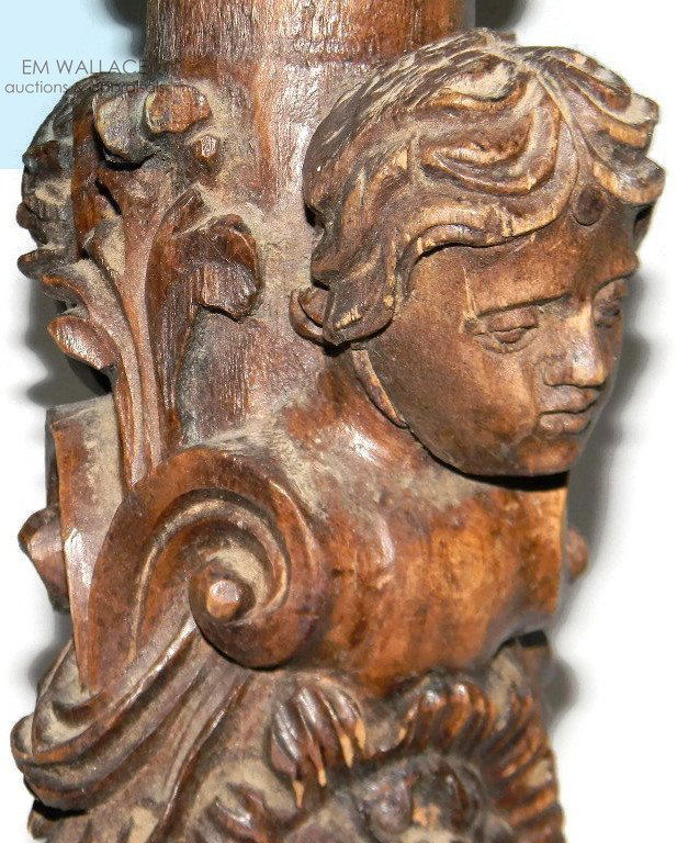 ANTIQUE CARVED WOOD ARCHITECTURAL COLUMN (1 of 8)