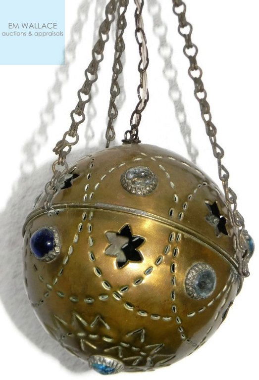 VINTAGE MOROCCAN JEWELED BRASS LANTERN / LAMP (1 of 4)