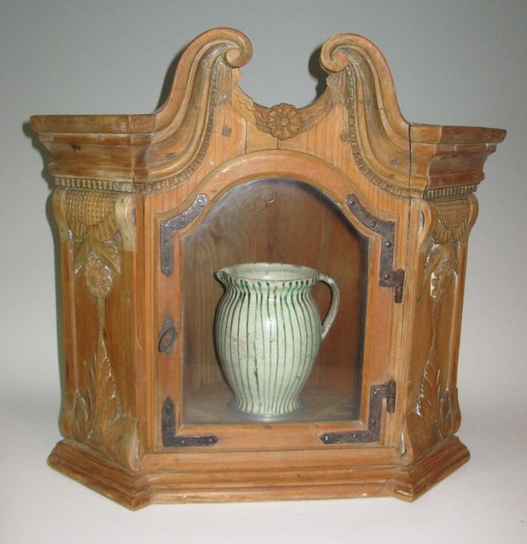 18th C GERMAN WOOD VITRINE CORNER DISPLAY CABINET (1 of 9)