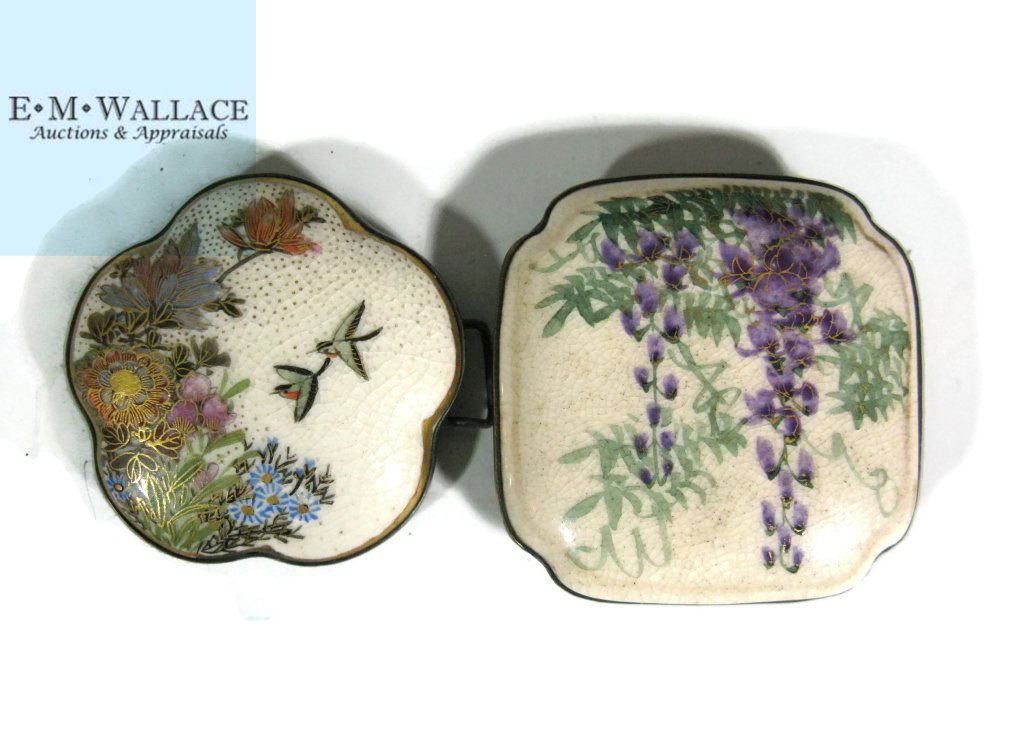 2 @ SIGNED MEJI JAPANESE CERAMIC SATSUMA BUCKLES (1 of 9)