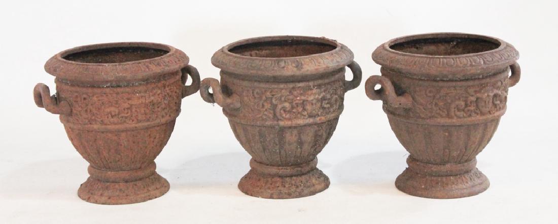 Set Three Antique Cast Iron Garden Urns (1 of 2)