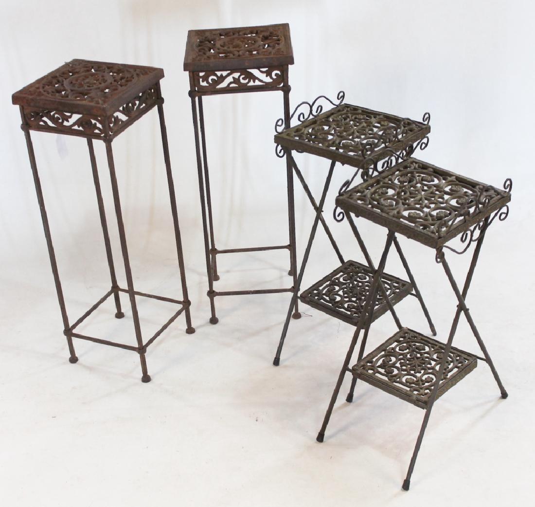 Two Pairs Antique Cast Iron Garden Tables (1 of 3)