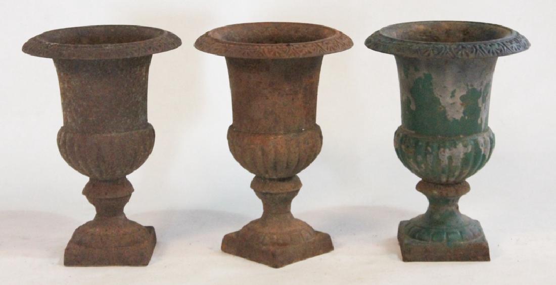 Set Three Antique Cast Iron Garden Urns (1 of 1)