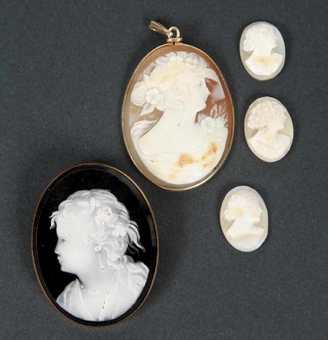 Antique Carved Shell & Painted Glass Cameos (1 of 1)