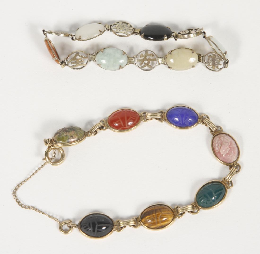 Two Ladies Oriental Deco Jade & StoneGoldBracelets (1 of 1)
