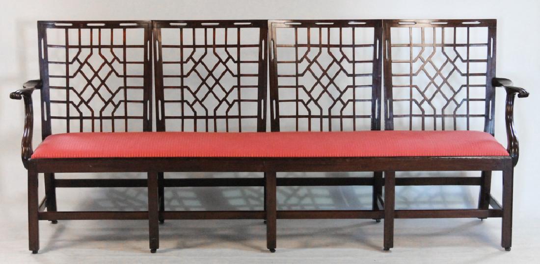 Fine Chinese Chippendale Style Mahogany Settee (1 of 9)