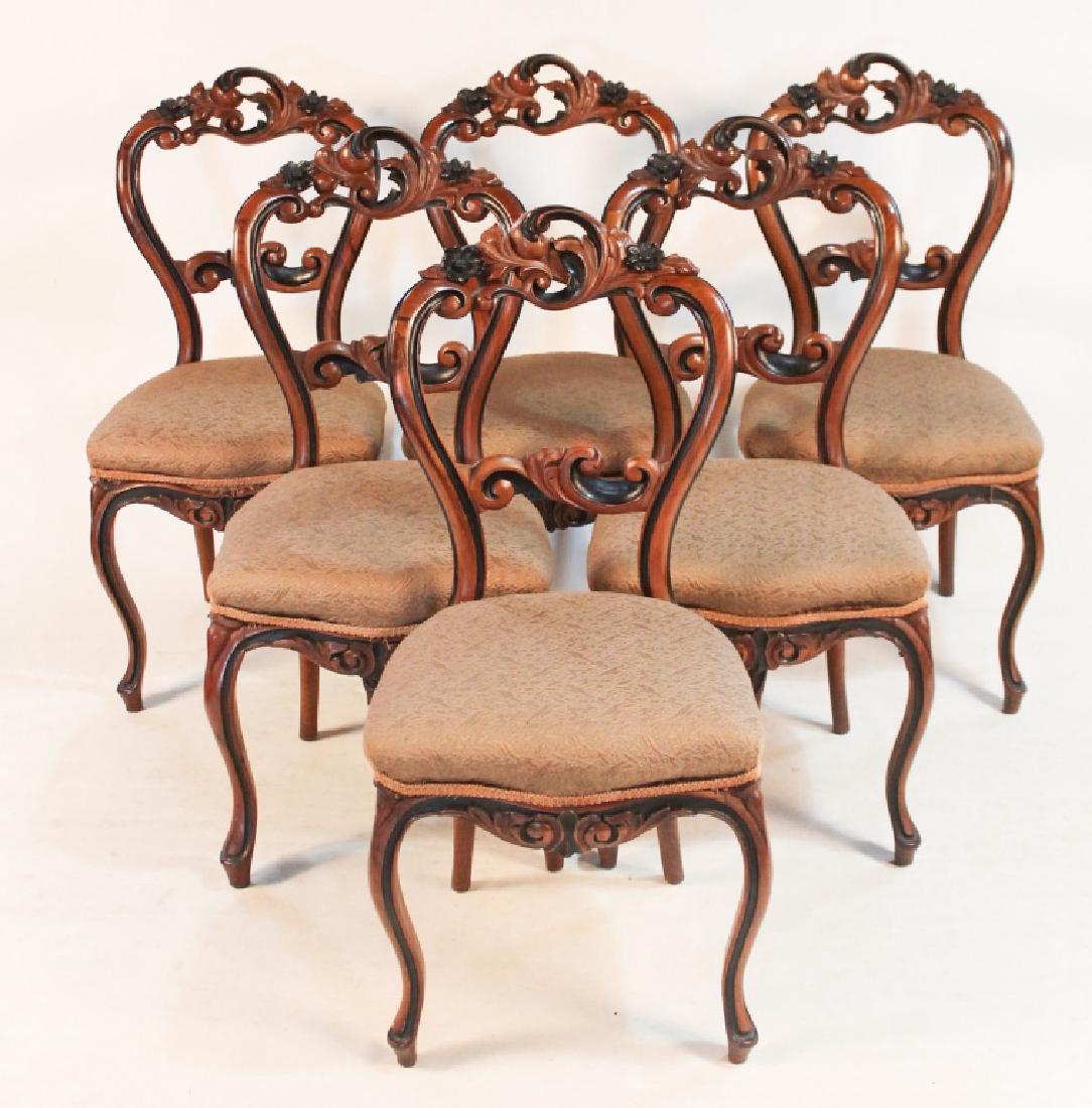 Set Six Victorian Walnut Dining Chairs (1 of 3)