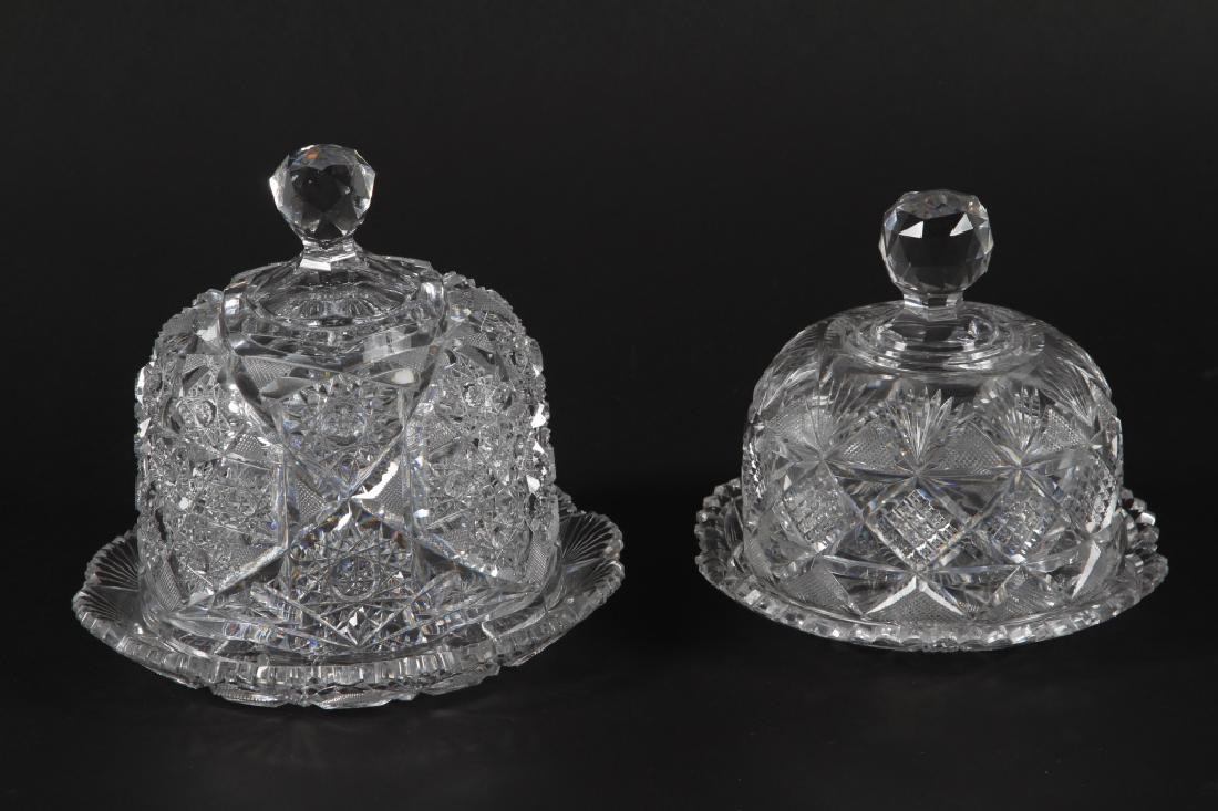 Two Brilliant Cut Glass Cheese Domes & Underplates (1 of 1)
