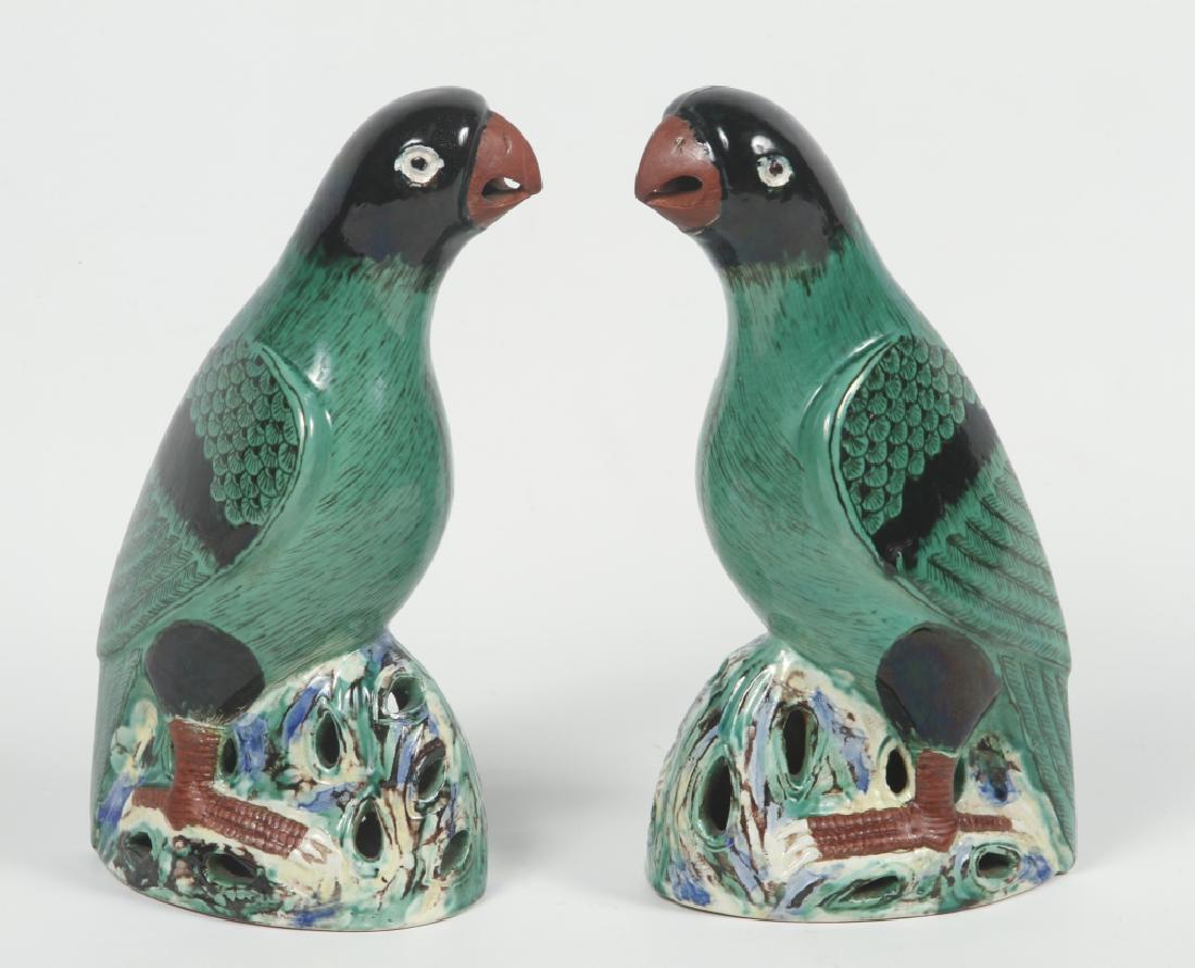 Good Pair Antique Chinese Export Porcelain Parrots (1 of 1)