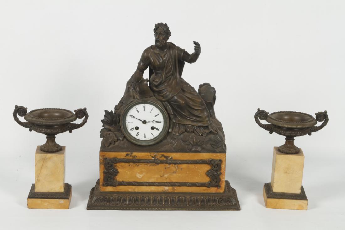 Antique French Bronze & Marble Clock and Garniture (1 of 1)