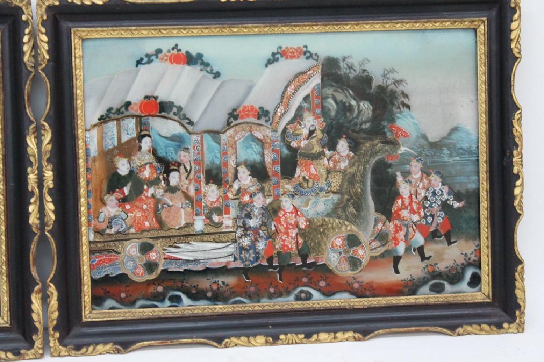 Very Fine Pair Chinese Reverse Paintings On Glass (1 of 4)