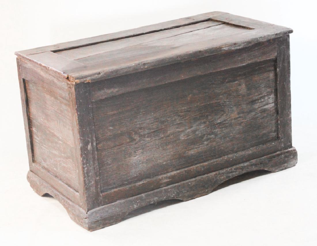 Yellow Pine Lift Top Chest: Southern States, mid 19th century. Paneled chest with hinged, lift top and molded base. H26" W43 1/4" D24" From a Savannah, Georgia private collection.
