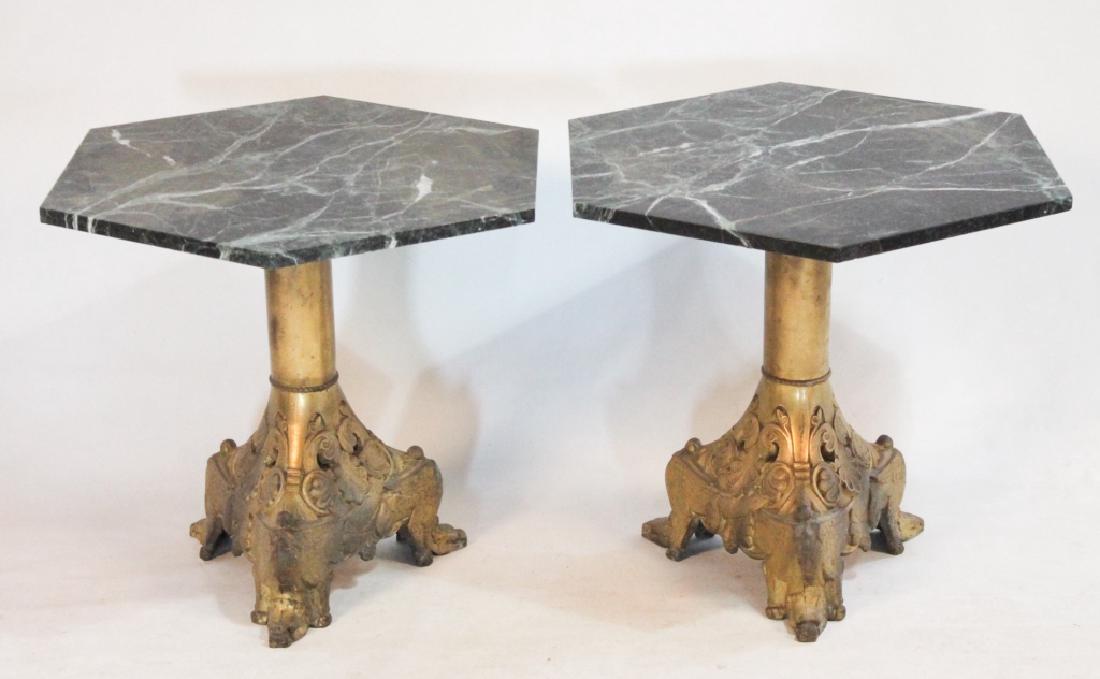 Pair French Gilt Brass & Marble Tables (1 of 3)