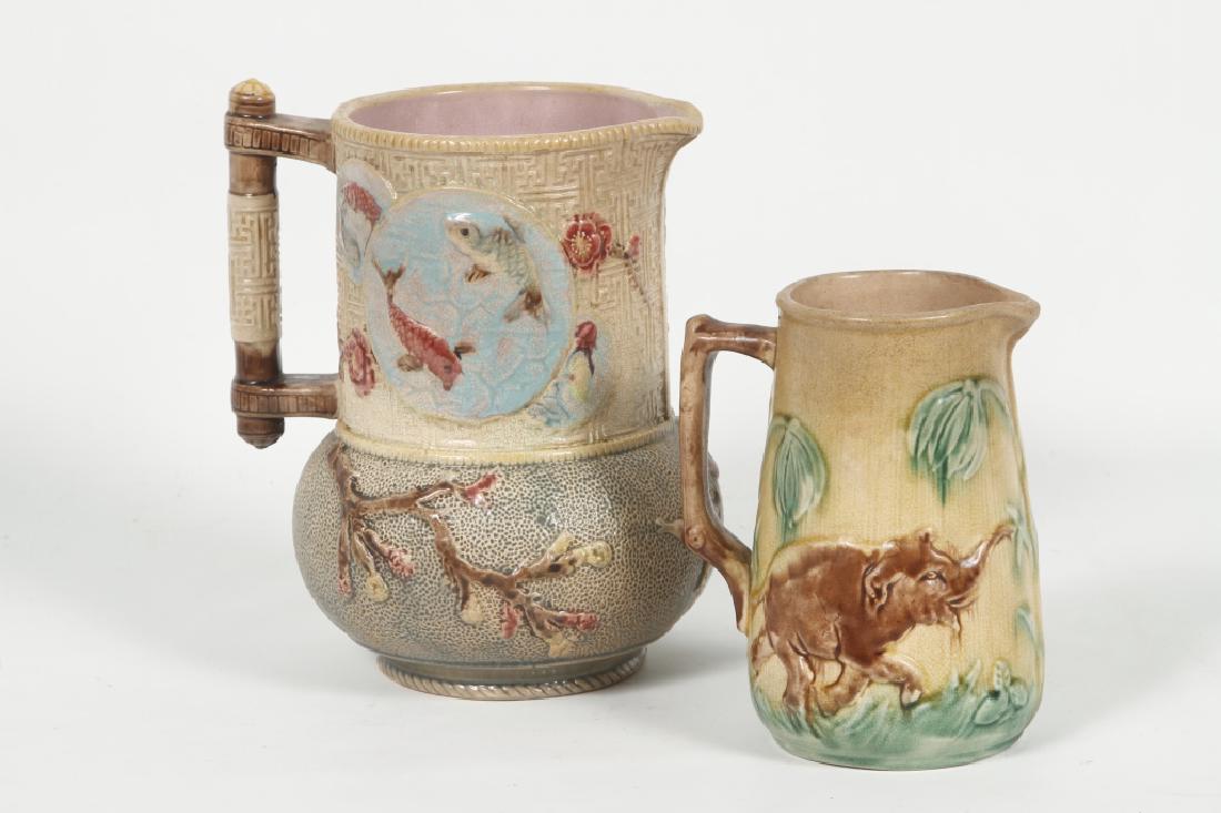 Two Intriguing Antique Majolica Pottery Pitchers (1 of 2)